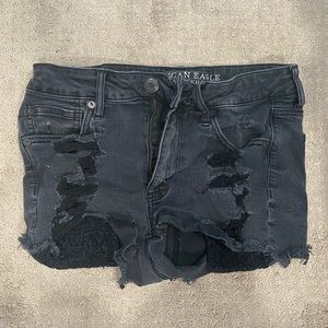 Black High waisted ripped jean shorts